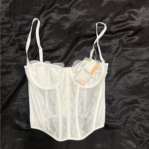 white lace corset top